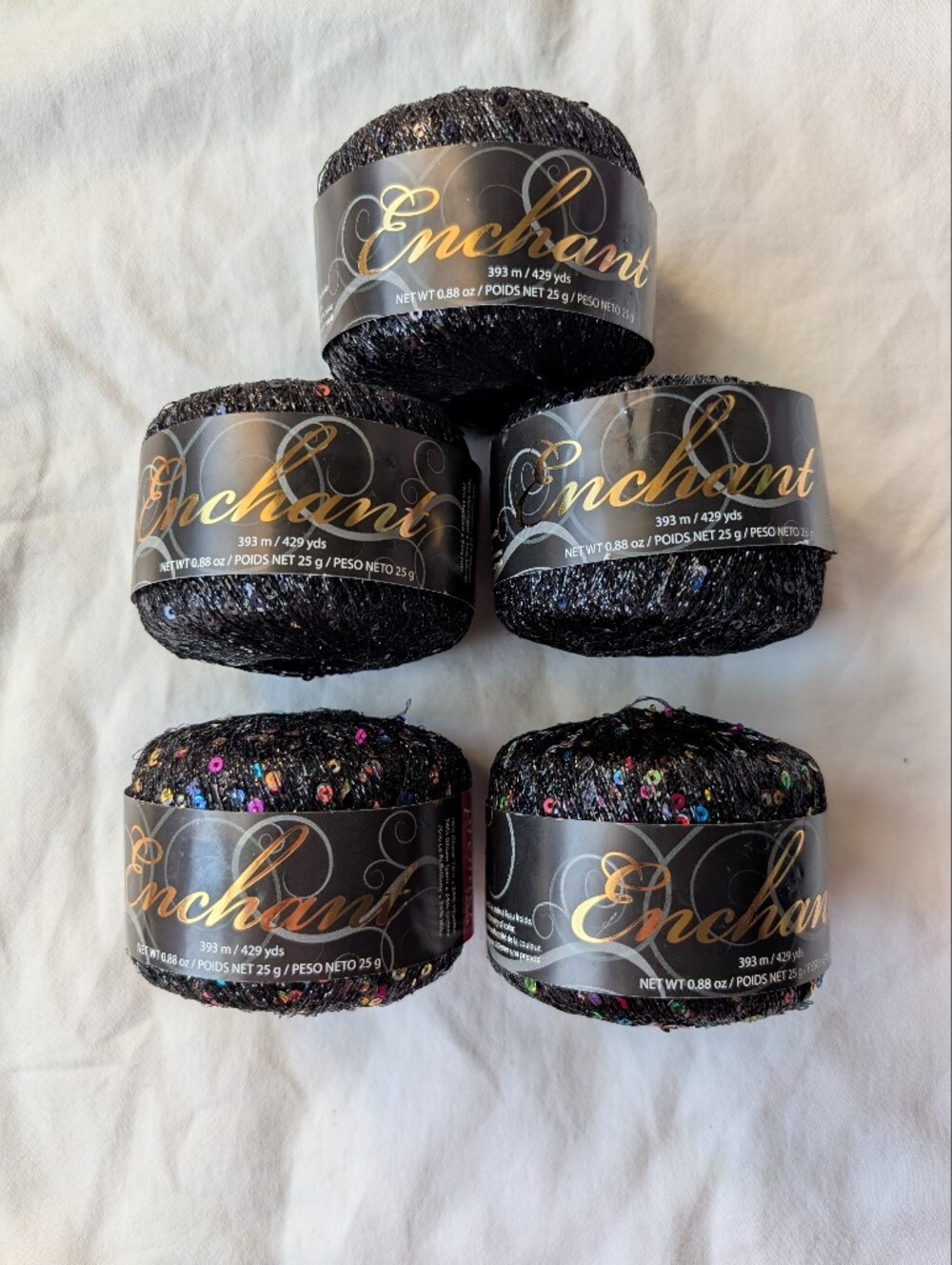 Premier Yarns Enchant Sequin Carry- Along Yarn - 3 Black & 2 Multicolor Balls